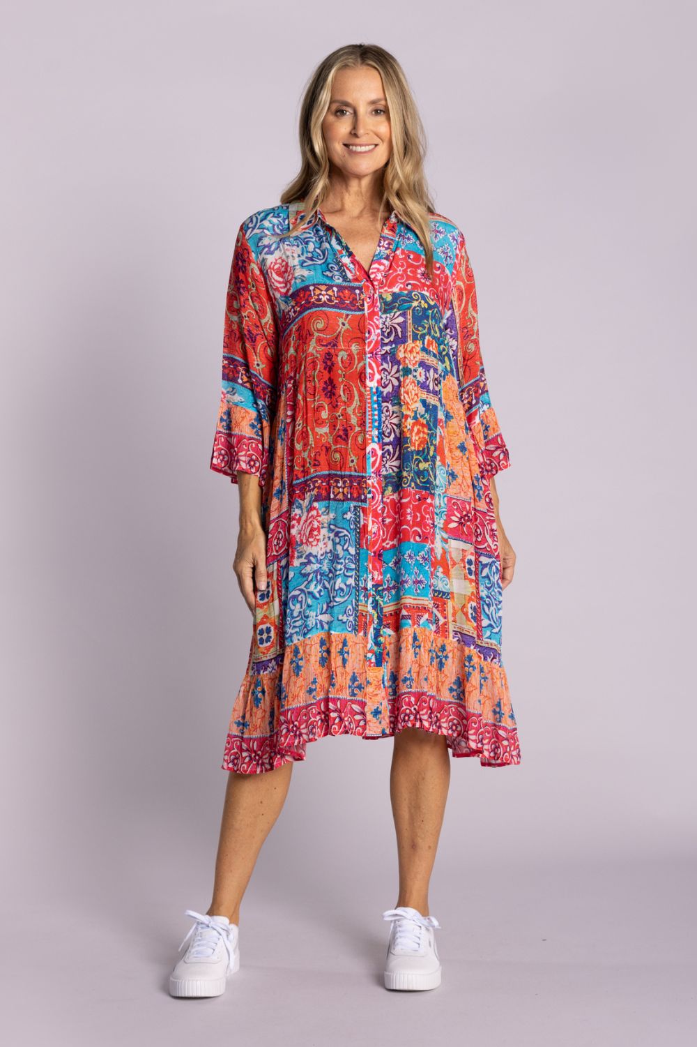 Silvermaple Collection - Jocelyn Button Down Dress | Sunset Tapestry - Dress - Silvermaple Boutique