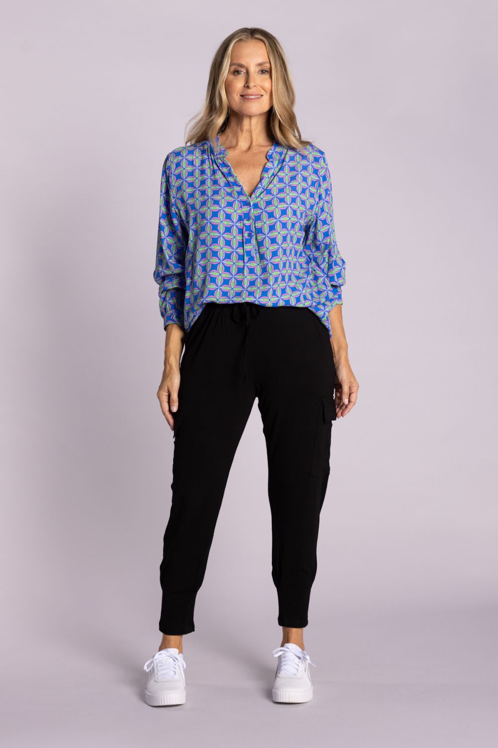 Silvermaple Collection - Lara Shirt | Geometric Blue - Shirt - Silvermaple Boutique