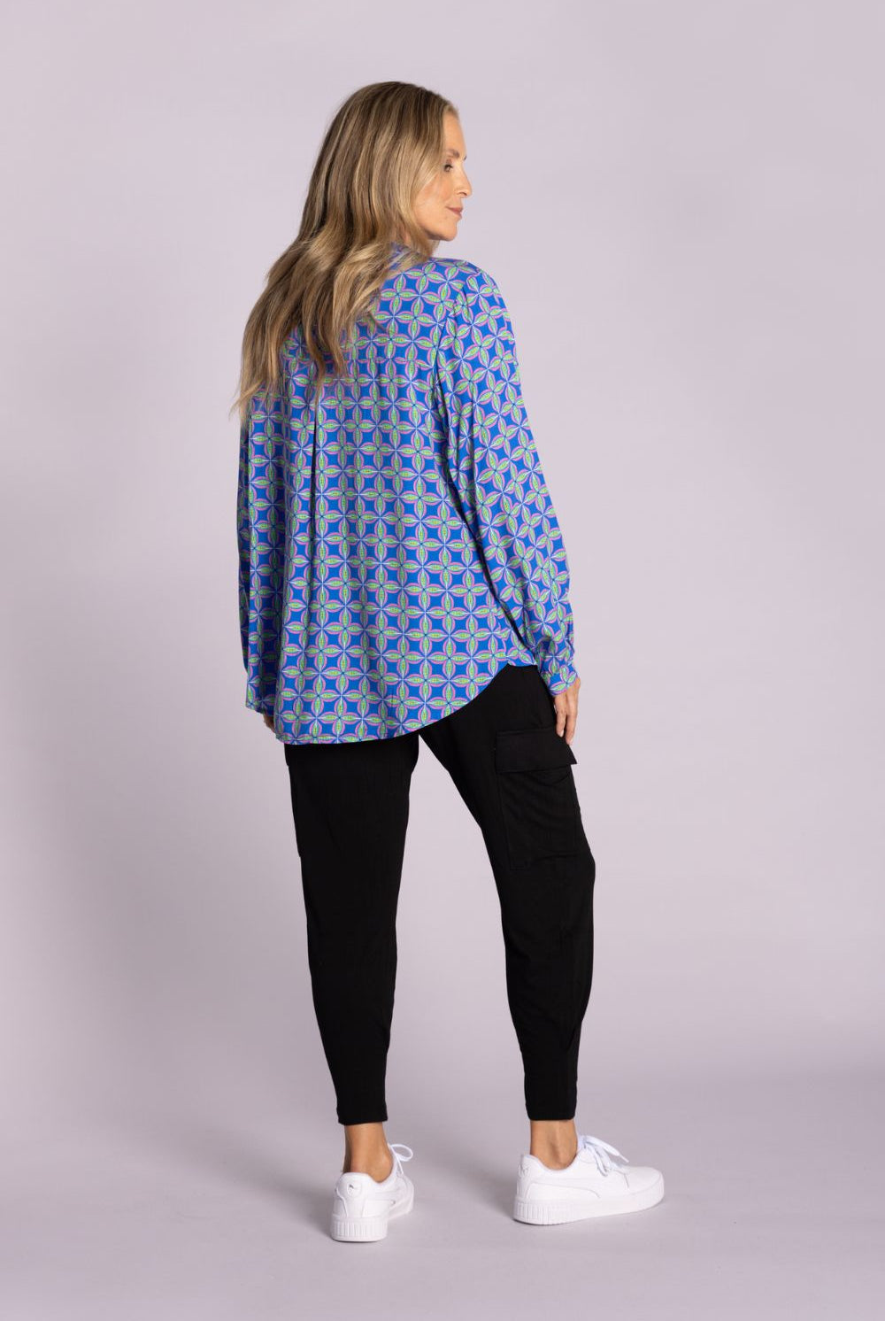 Silvermaple Collection - Lara Shirt | Geometric Blue - Shirt - Silvermaple Boutique