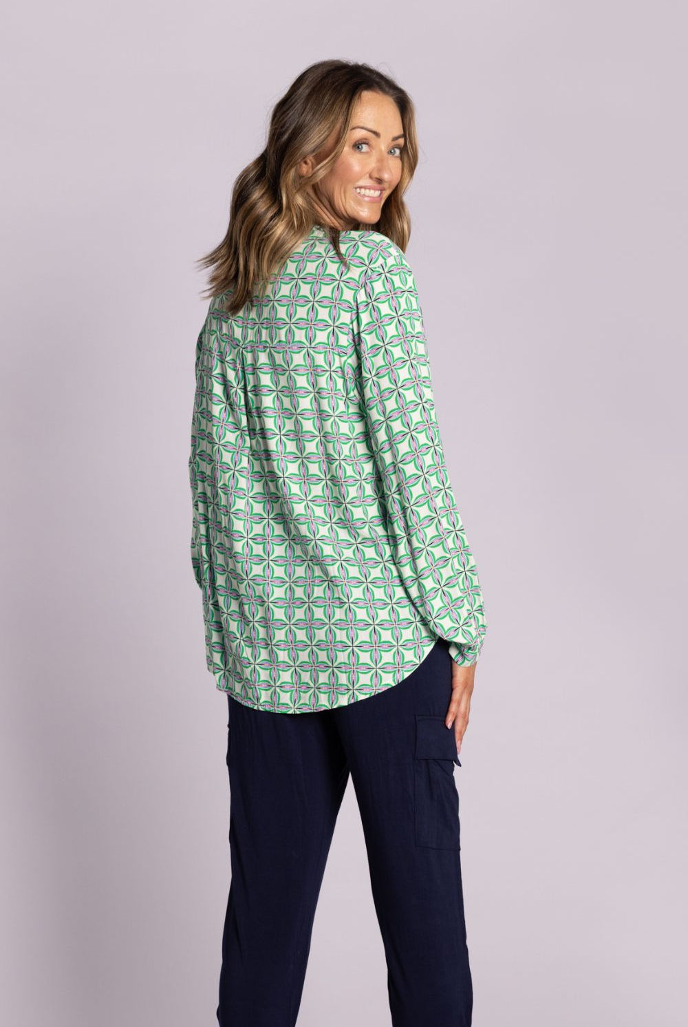 Silvermaple Collection - Lara Shirt | Geometric Green - Shirt - Silvermaple Boutique