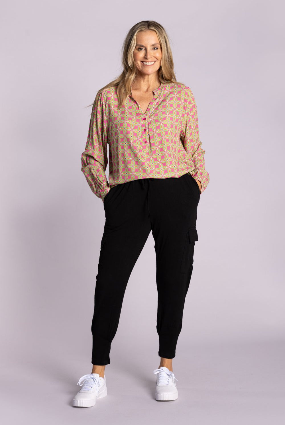 Silvermaple Collection - Lara Shirt | Geometric Pink - Shirt - Silvermaple Boutique