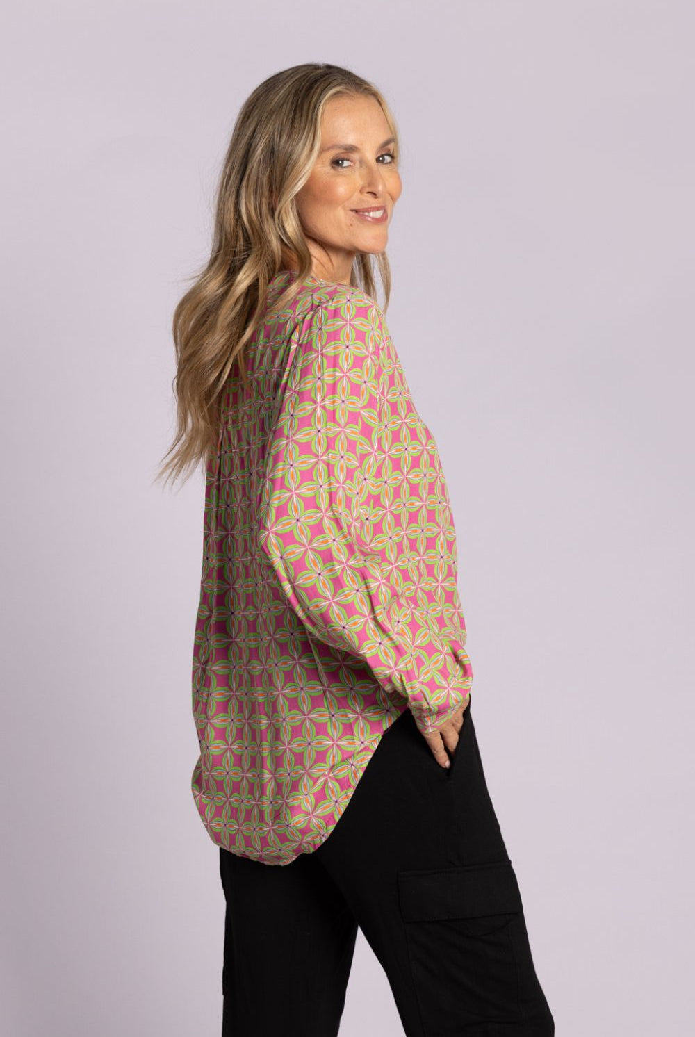Silvermaple Collection - Lara Shirt | Geometric Pink - Shirt - Silvermaple Boutique