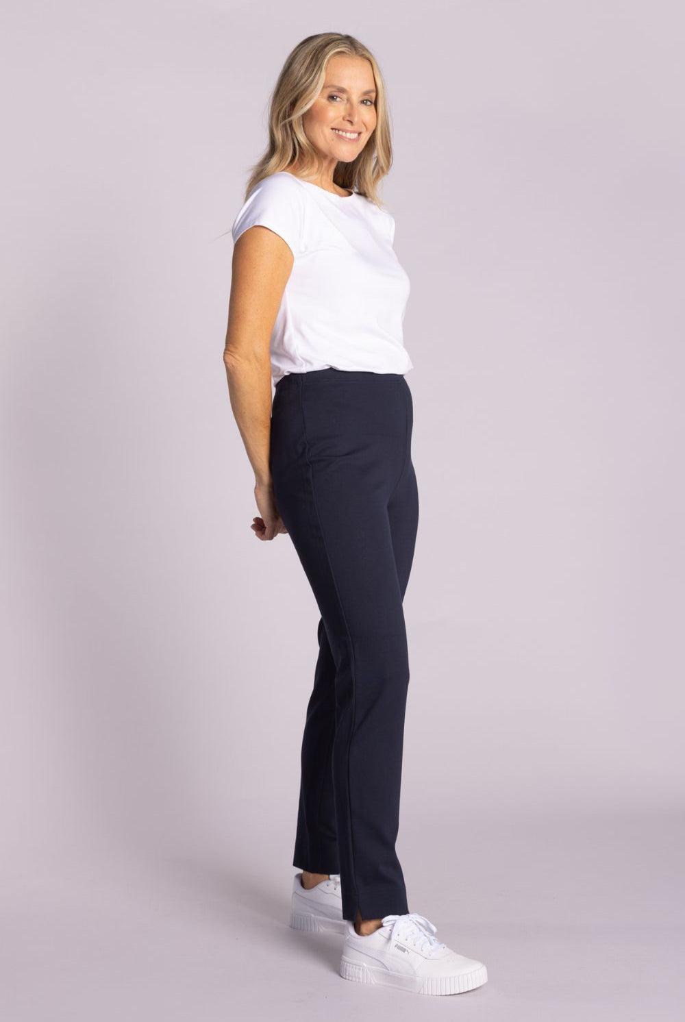 Silvermaple Collection - Olivia Straight Leg Ponte Pant | Navy - Pants - Silvermaple Boutique
