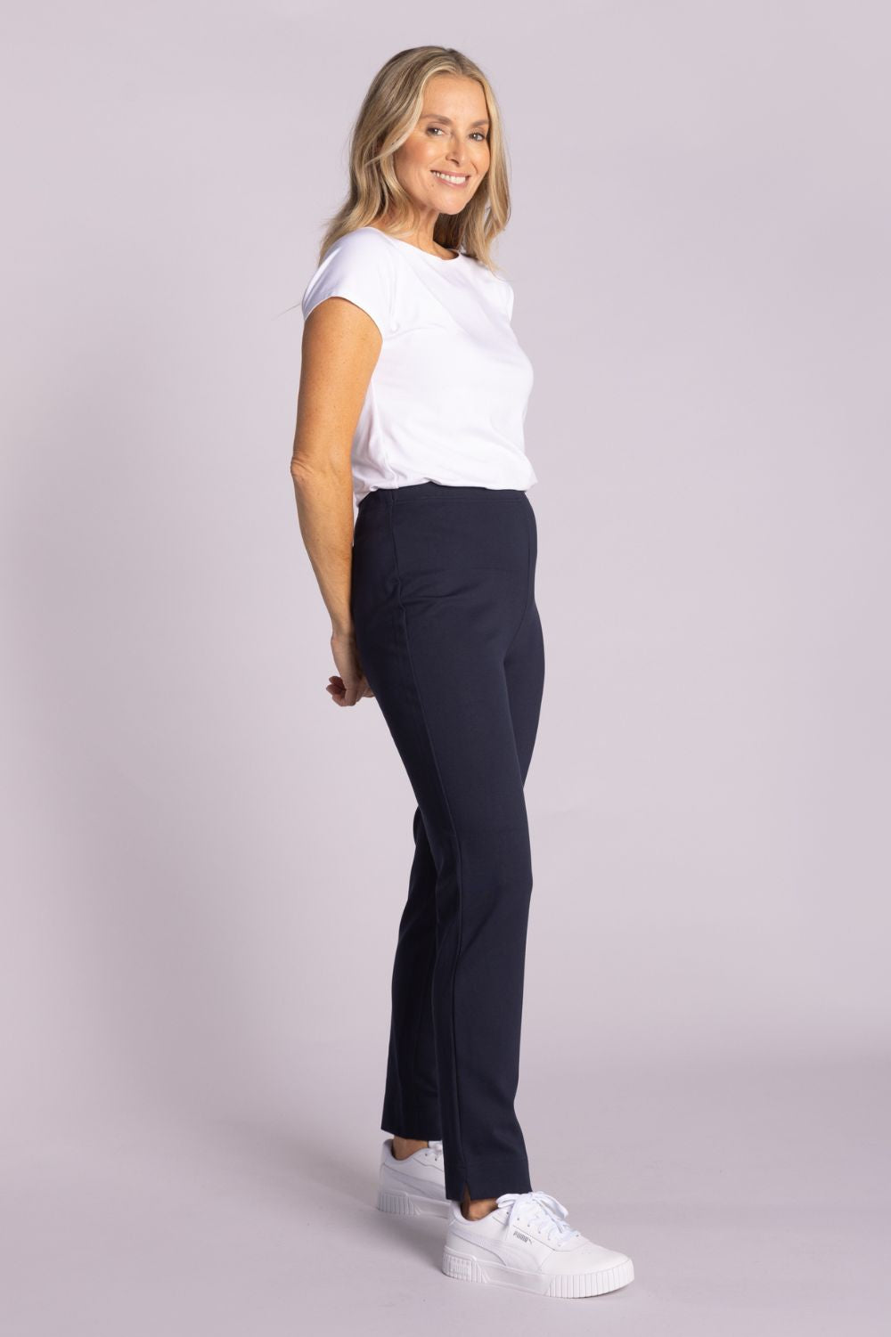 Silvermaple Collection - Olivia Straight Leg Ponte Pant | Navy - Pants - Silvermaple Boutique