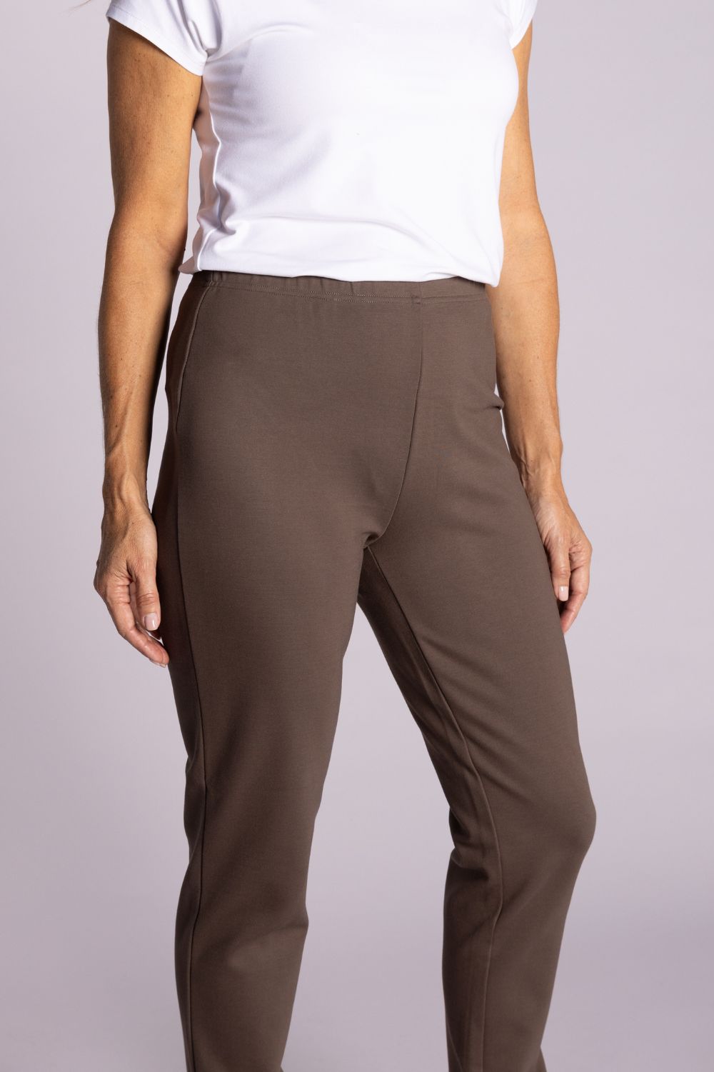 Silvermaple Collection - Olivia Straight Leg Ponte Pant | Taupe - Pants - Silvermaple Boutique