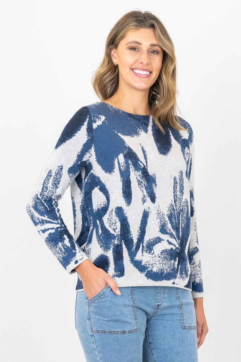 Silvermaple Collection - Rozz Jacquard Knit | Denim - Knitwear - Silvermaple Boutique