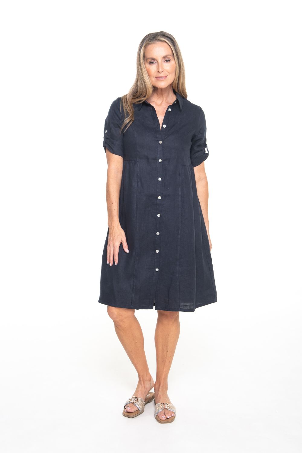 Silvermaple Collection - Sandy Button Dress | Navy - Dress - Silvermaple Boutique