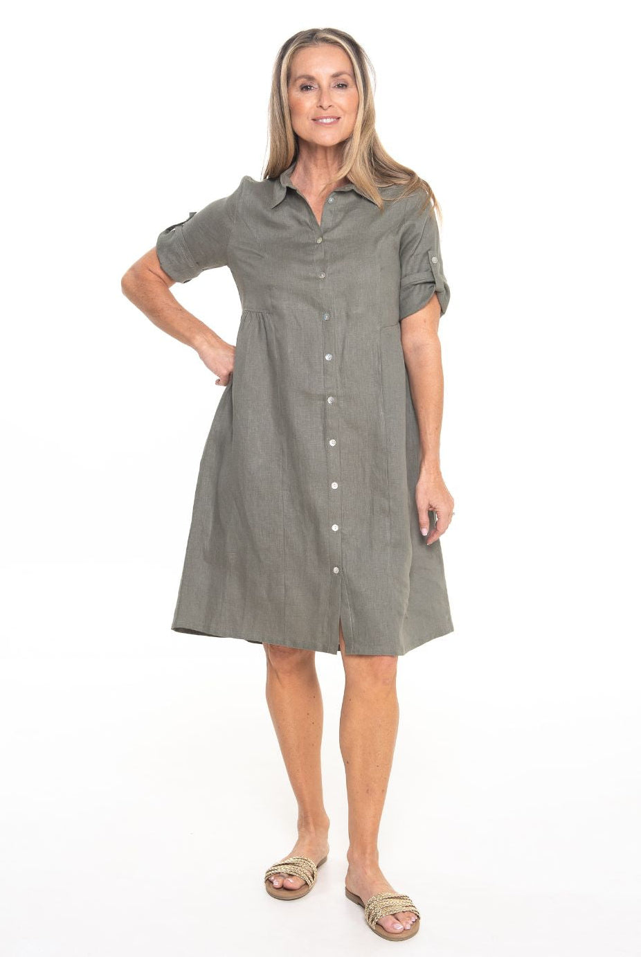 Silvermaple Collection - Sandy Button Dress | Olive - Dress - Silvermaple Boutique