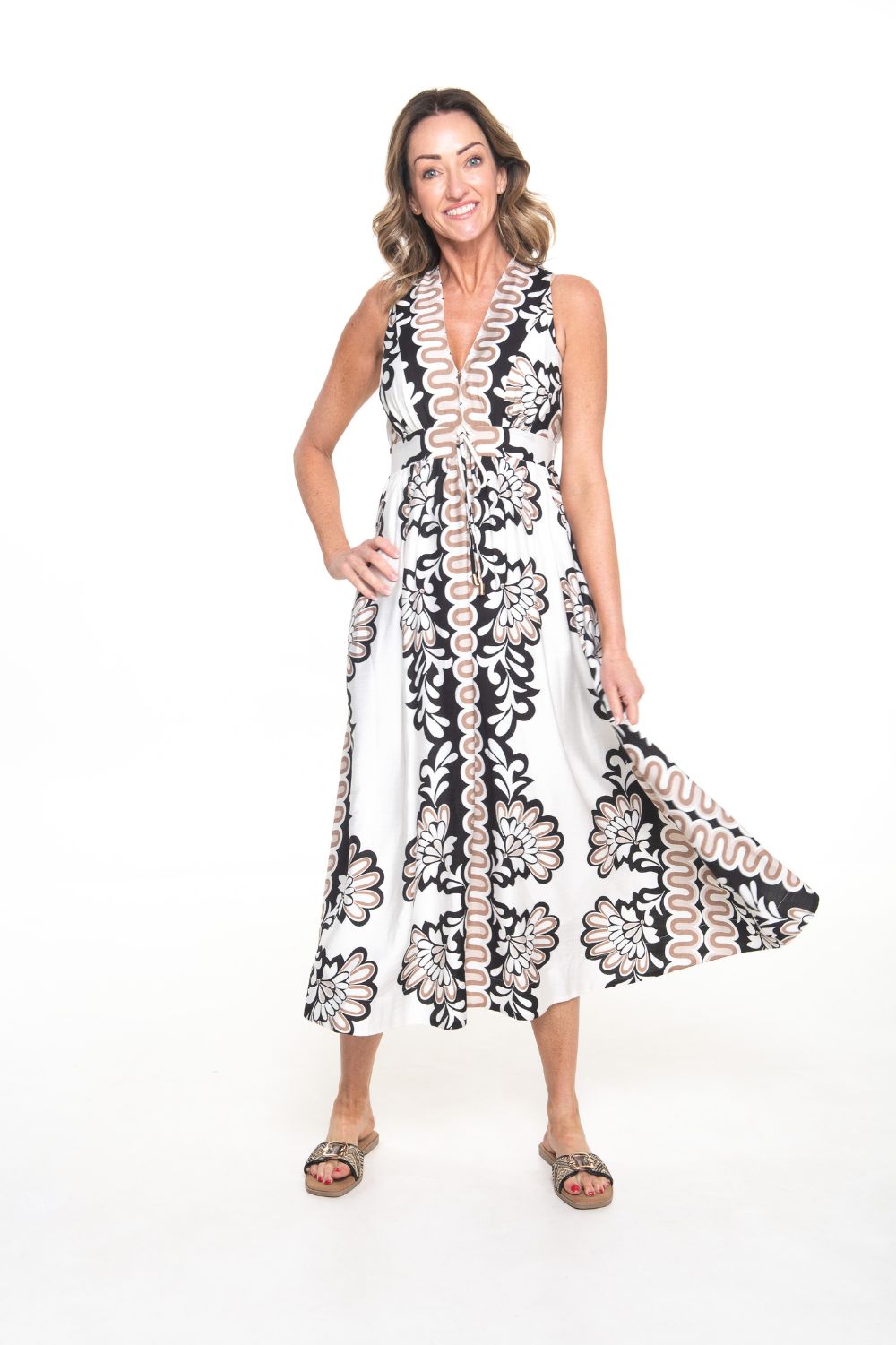 Silvermaple Collection - Mara Sleeveless Maxi Dress | Multi Beige - Dress - Silvermaple Boutique