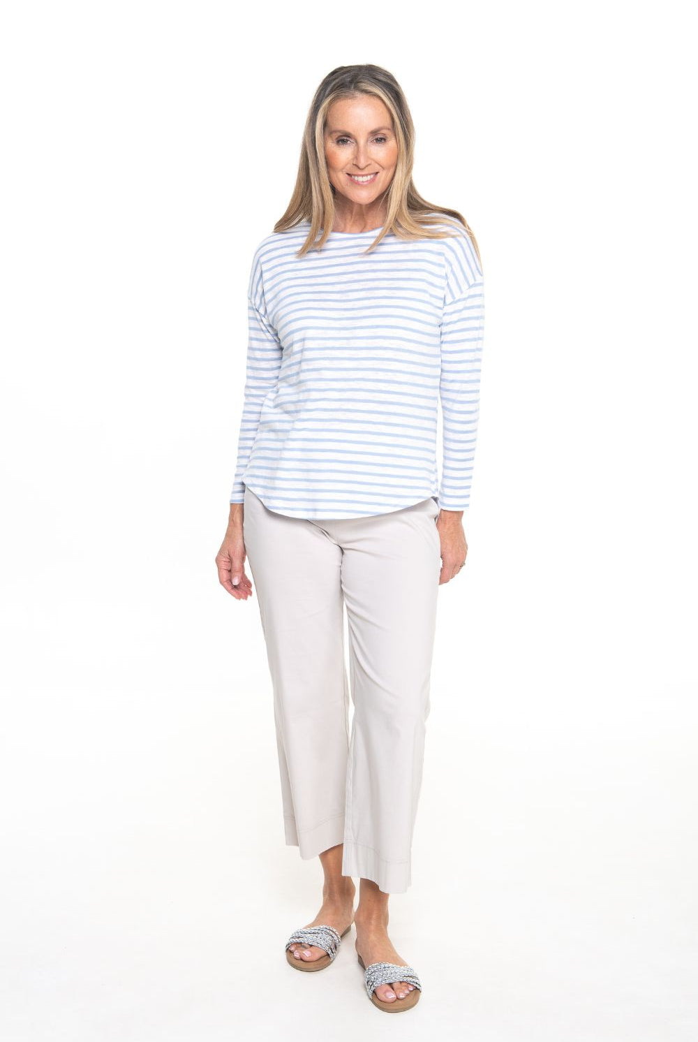 Silvermaple Collection - Stella Stripe Top | Cornflower/White - Top - Silvermaple Boutique