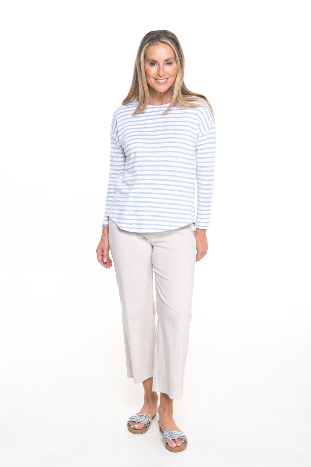 Silvermaple Collection - Stella Stripe Top | Cornflower/White - Top - Silvermaple Boutique