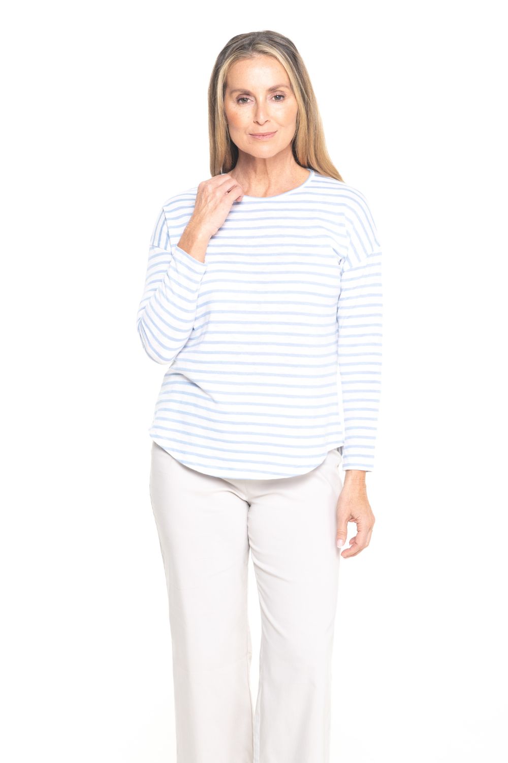 Silvermaple Collection - Stella Stripe Top | Cornflower/White - Top - Silvermaple Boutique