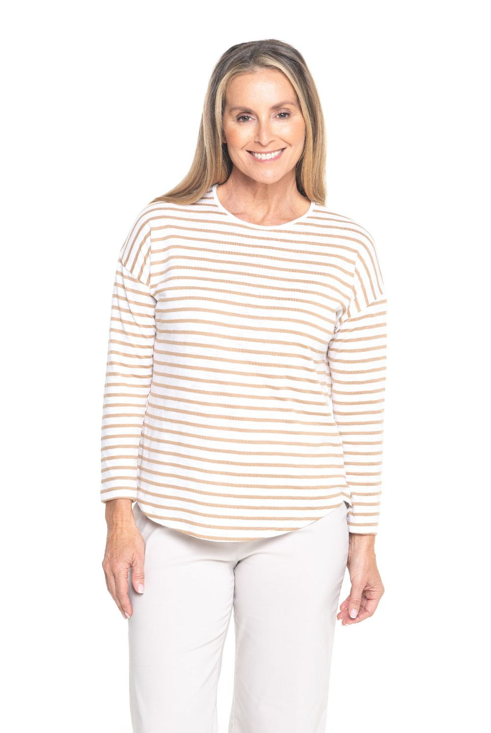 Silvermaple Collection - Stella Stripe Top | Taupe/White - Top - Silvermaple Boutique