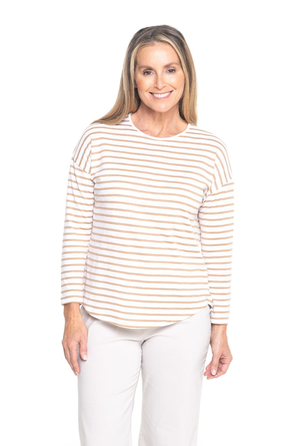 Silvermaple Collection - Stella Stripe Top | Taupe/White - Top - Silvermaple Boutique