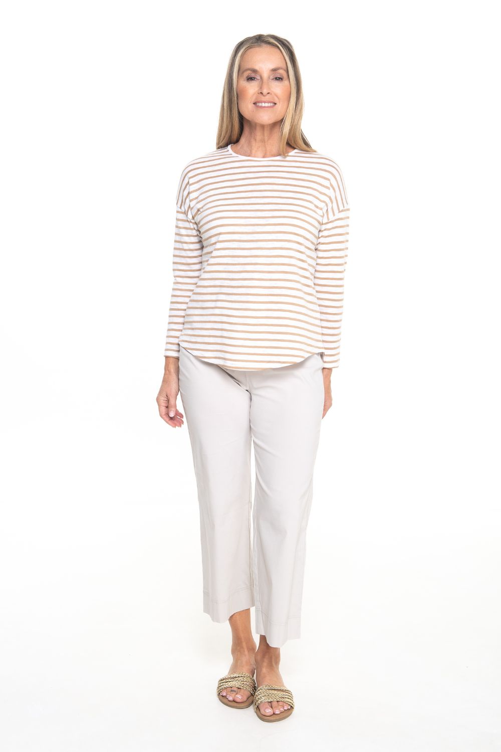 Silvermaple Collection - Stella Stripe Top | Taupe/White - Top - Silvermaple Boutique