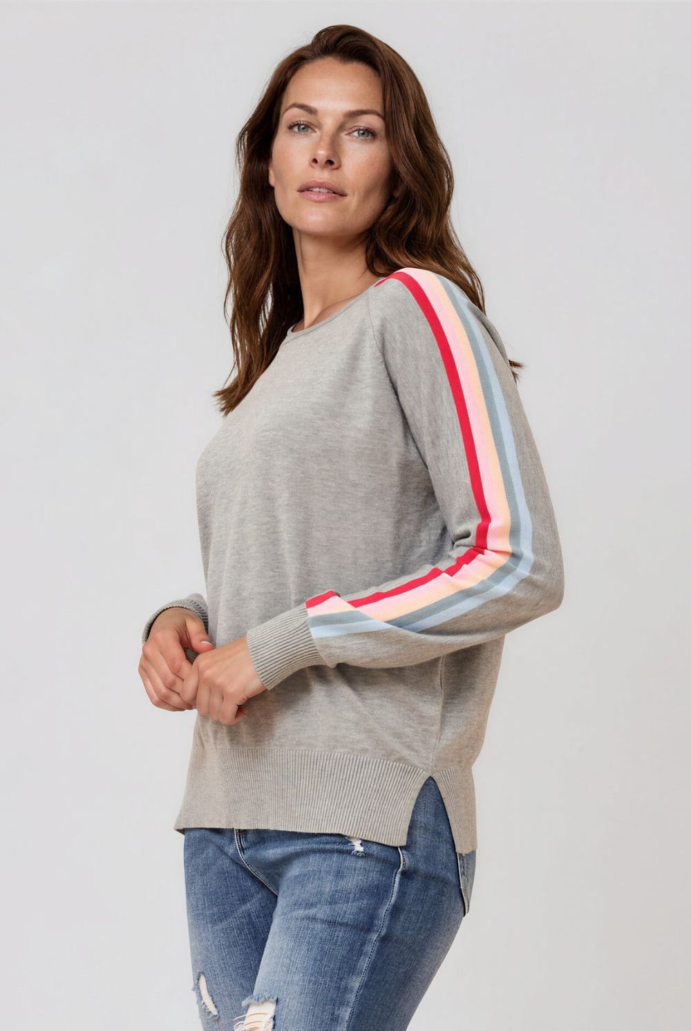Silvermaple Collection - Stripe Sleeve Sweater - Knitwear - Silvermaple Boutique