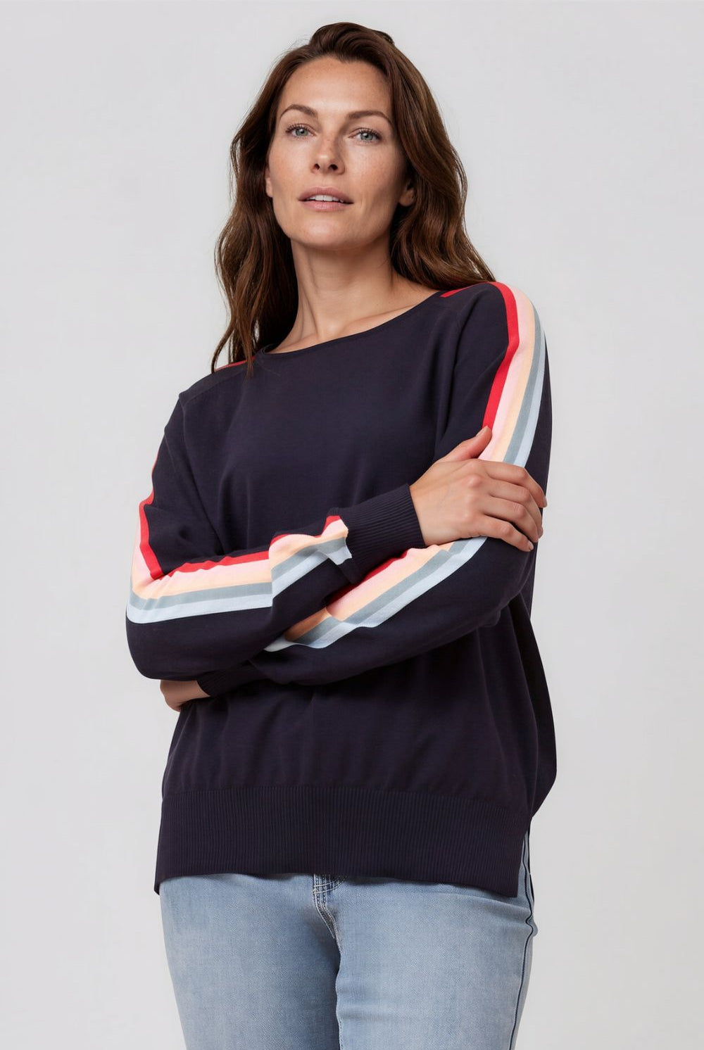 Silvermaple Collection - Stripe Sleeve Sweater - Knitwear - Silvermaple Boutique