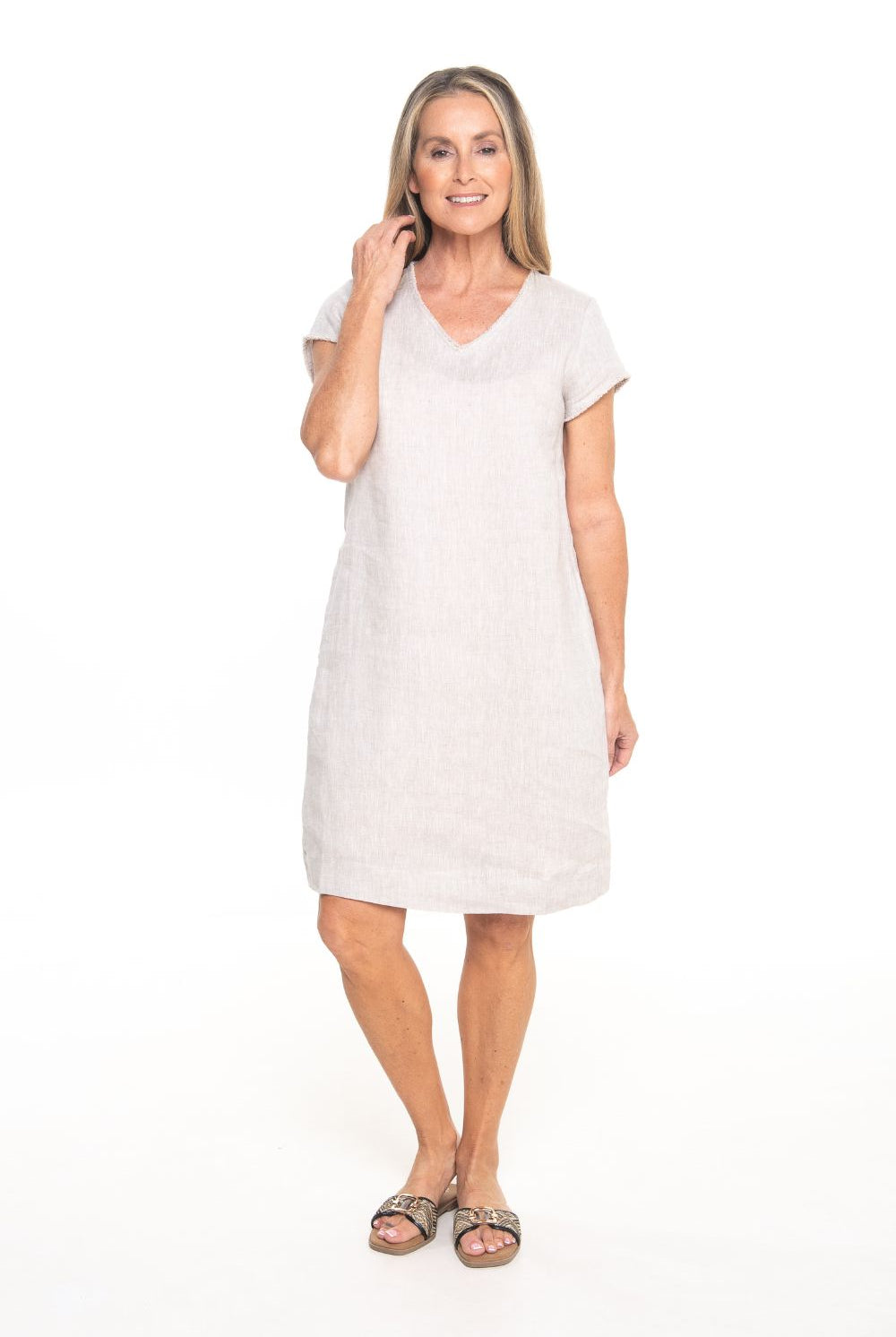 Silvermaple Collection - Thea V-Neck Dress | Natural - Dress - Silvermaple Boutique