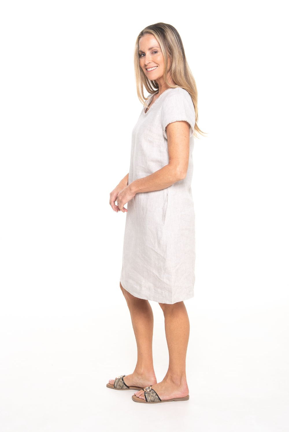 Silvermaple Collection - Thea V-Neck Dress | Natural - Dress - Silvermaple Boutique