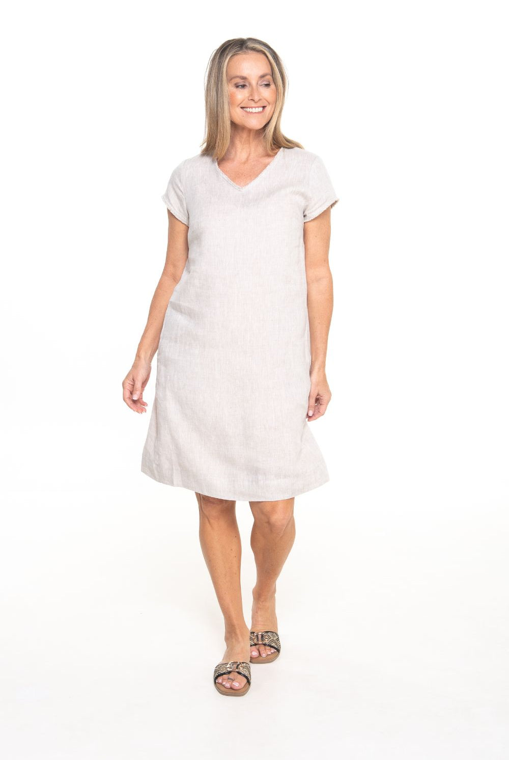 Silvermaple Collection - Thea V-Neck Dress | Natural - Dress - Silvermaple Boutique