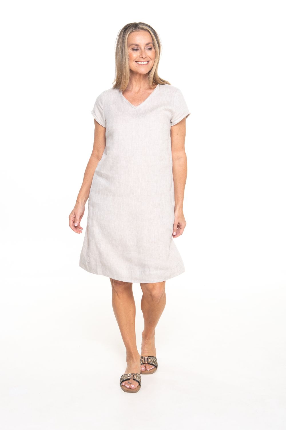 Silvermaple Collection - Thea V-Neck Dress | Natural - Dress - Silvermaple Boutique