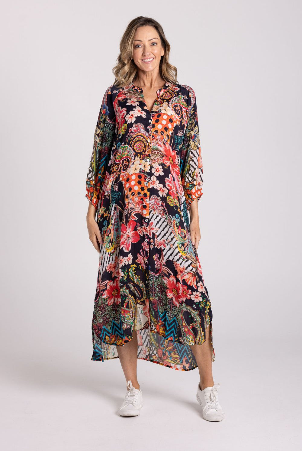 Silvermaple Collection - Zara Mandarin Maxi Dress | Midnight Garden - Dress - Silvermaple Boutique