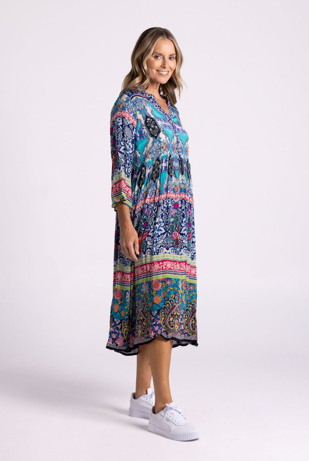 Silvermaple Collection - Erin V-Neck Dress | Paisley Tide - Dress - Silvermaple Boutique