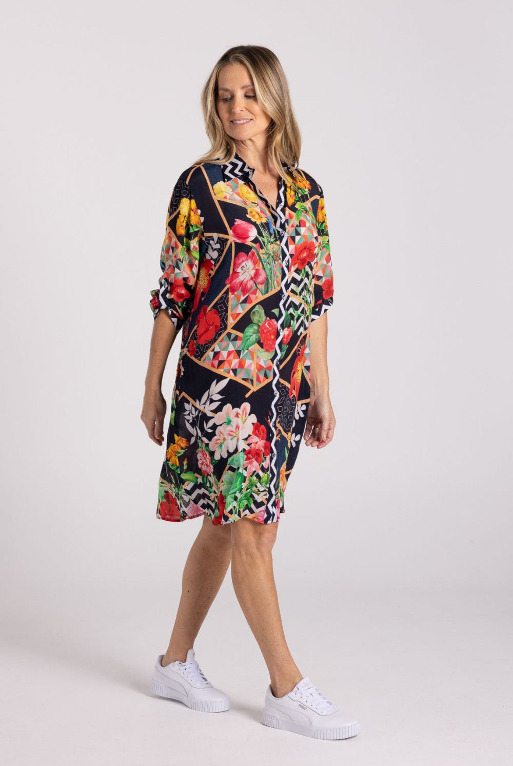 Silvermaple Collection - Imogen Shirt Dress | Midnight Chevron - Dress - Silvermaple Boutique