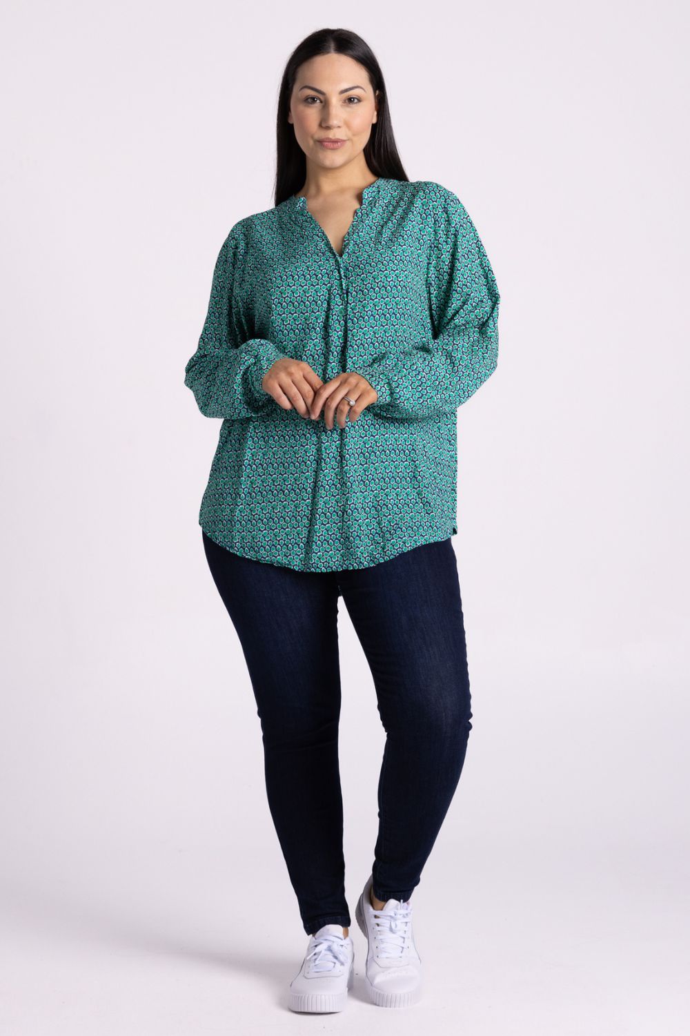 Silvermaple Collection - Sofia Shirt | Ocelot Navy/Green - Shirt - Silvermaple Boutique