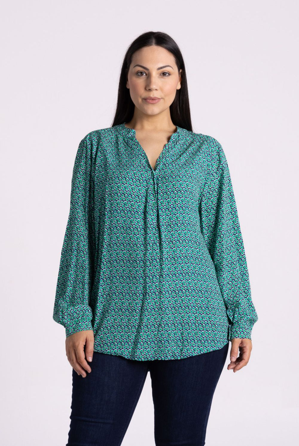 Silvermaple Collection - Sofia Shirt | Ocelot Navy/Green - Shirt - Silvermaple Boutique