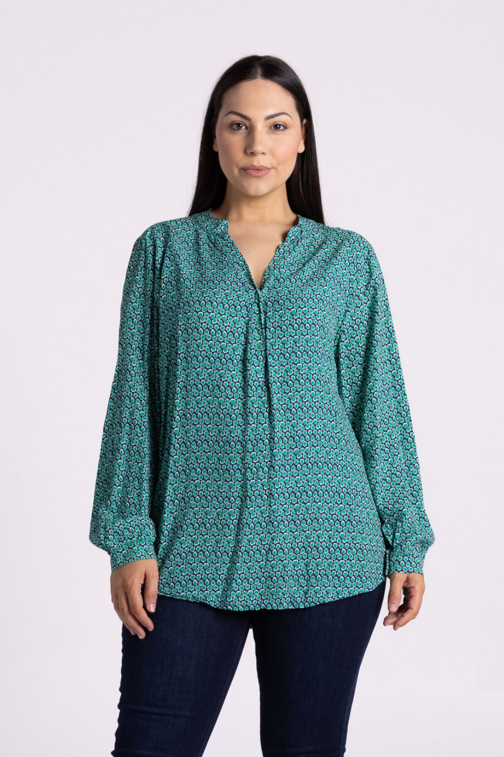 Silvermaple Collection - Sofia Shirt | Ocelot Navy/Green - Shirt - Silvermaple Boutique