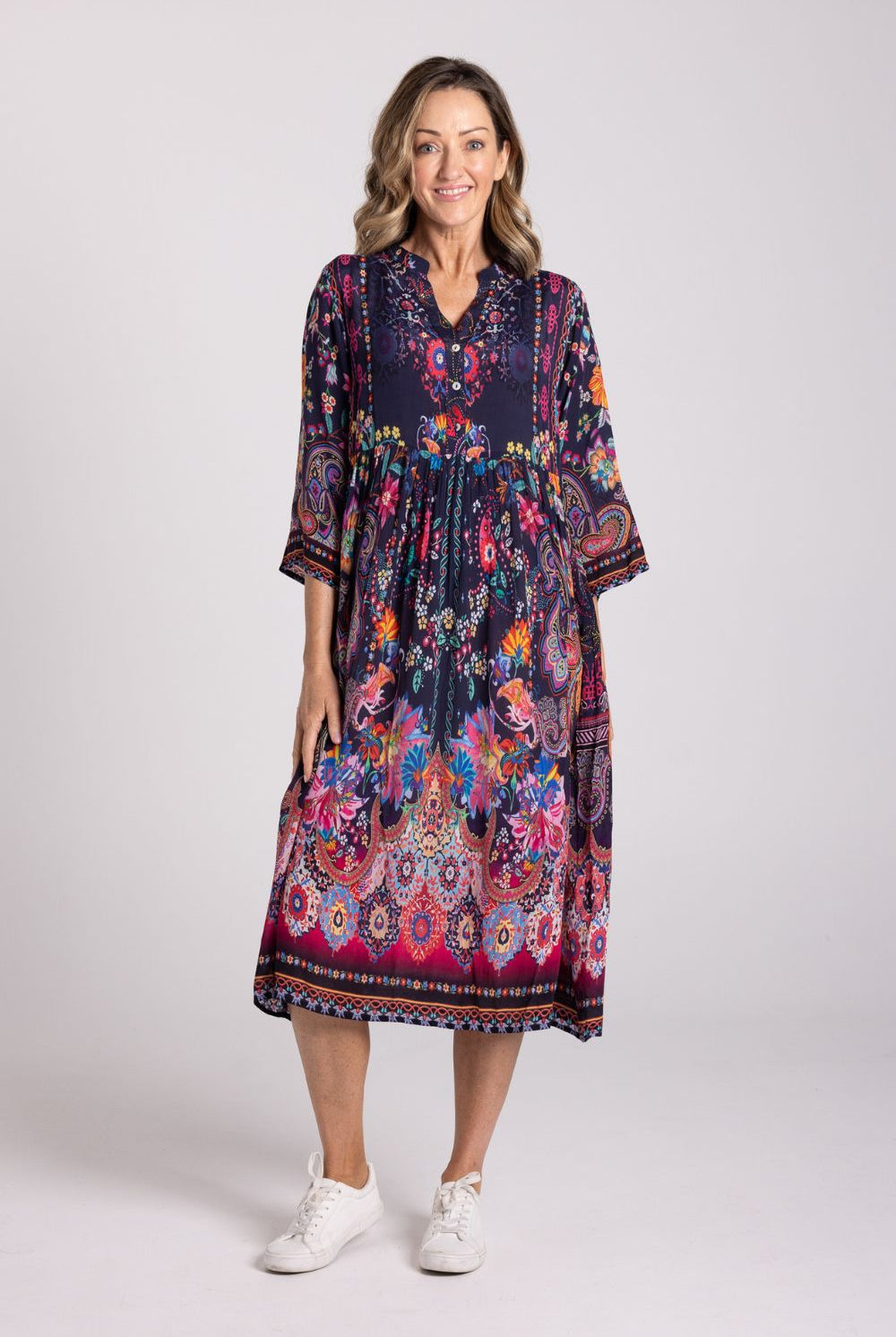 Silvermaple Collection - Erin V-Neck Dress | Navy Blossom - Dress - Silvermaple Boutique