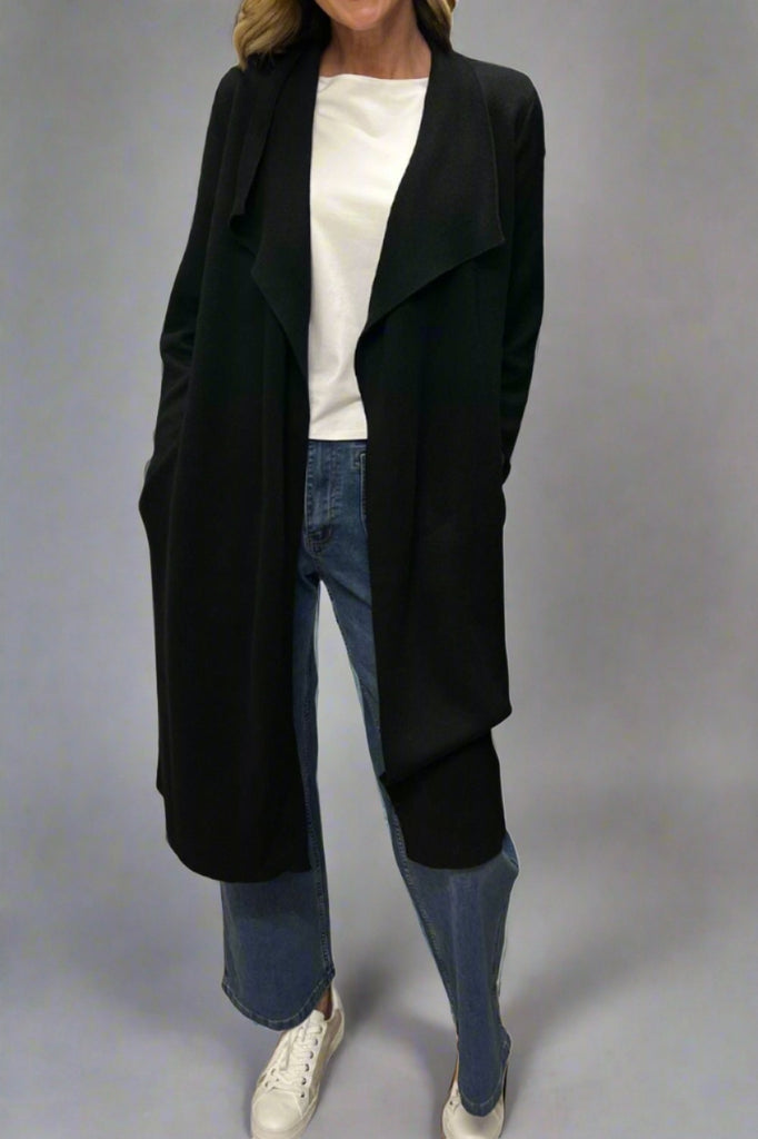 Silvermaple Collection Long Knit Coat | Black_Silvermaple Boutique