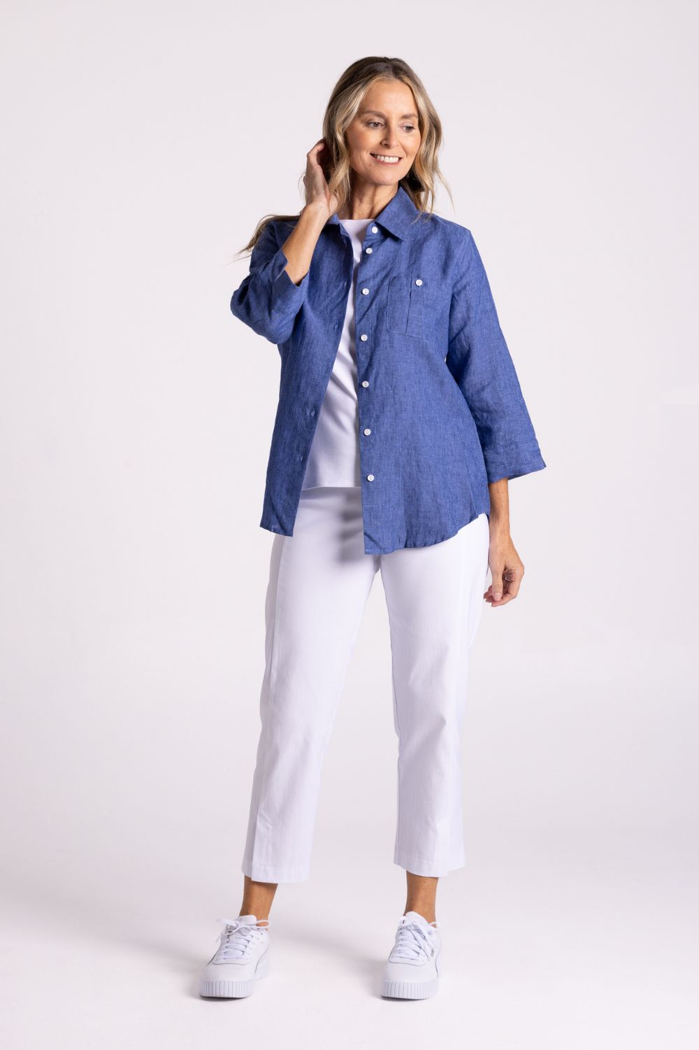 Silvermaple Collection - Charlotte Linen Shirt | Indigo - Shirt - Silvermaple Boutique