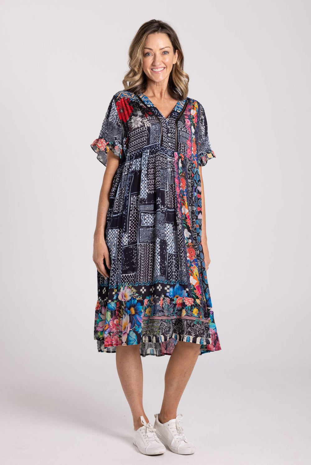 Silvermaple Collection - Fiona V-Neck Dress | Serene Bloom - Dress - Silvermaple Boutique