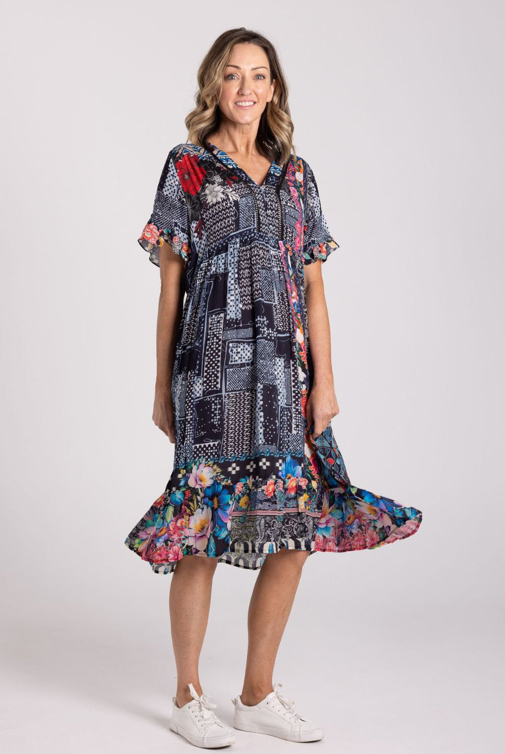 Silvermaple Collection - Fiona V-Neck Dress | Serene Bloom - Dress - Silvermaple Boutique