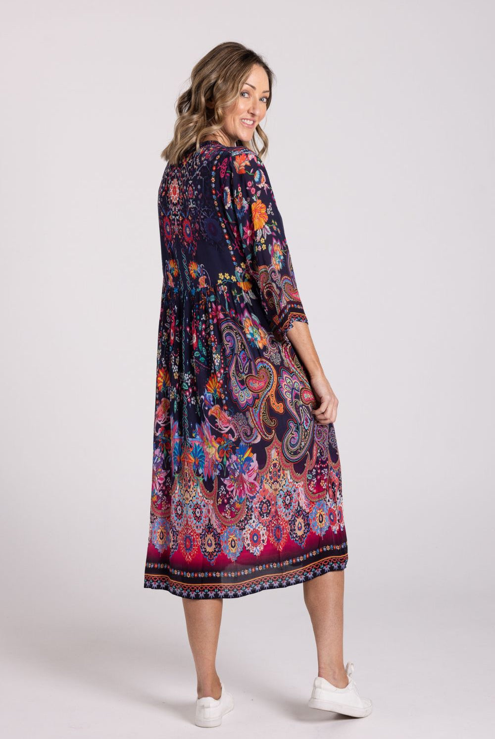 Silvermaple Collection - Erin V-Neck Dress | Navy Blossom - Dress - Silvermaple Boutique