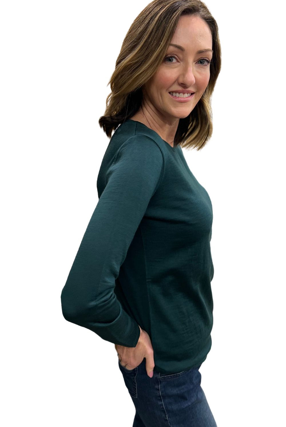 Silvermaple Collection - Belle Long Sleeve Merino | Bottle Green - Top - Silvermaple Boutique