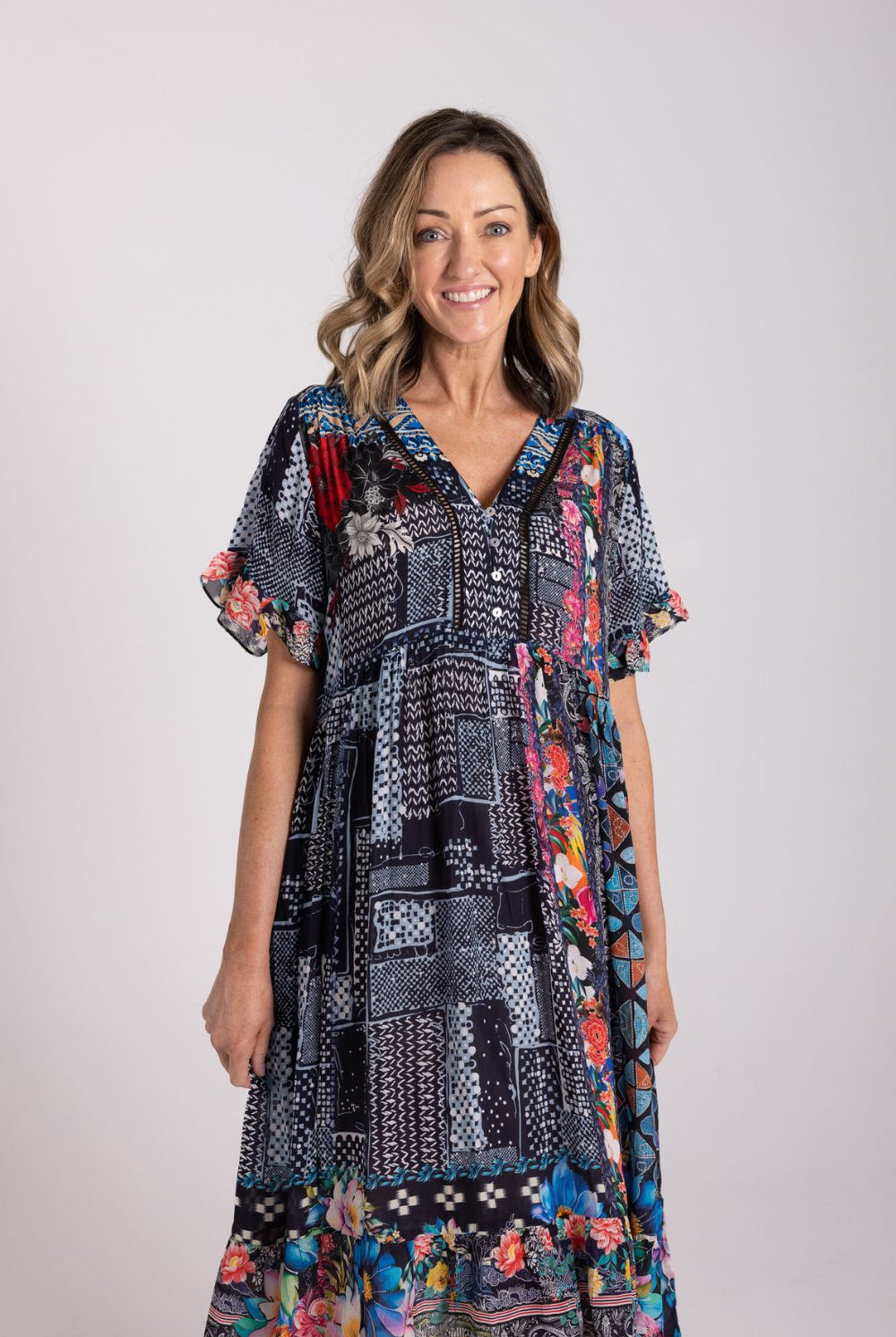 Silvermaple Collection - Fiona V-Neck Dress | Serene Bloom - Dress - Silvermaple Boutique