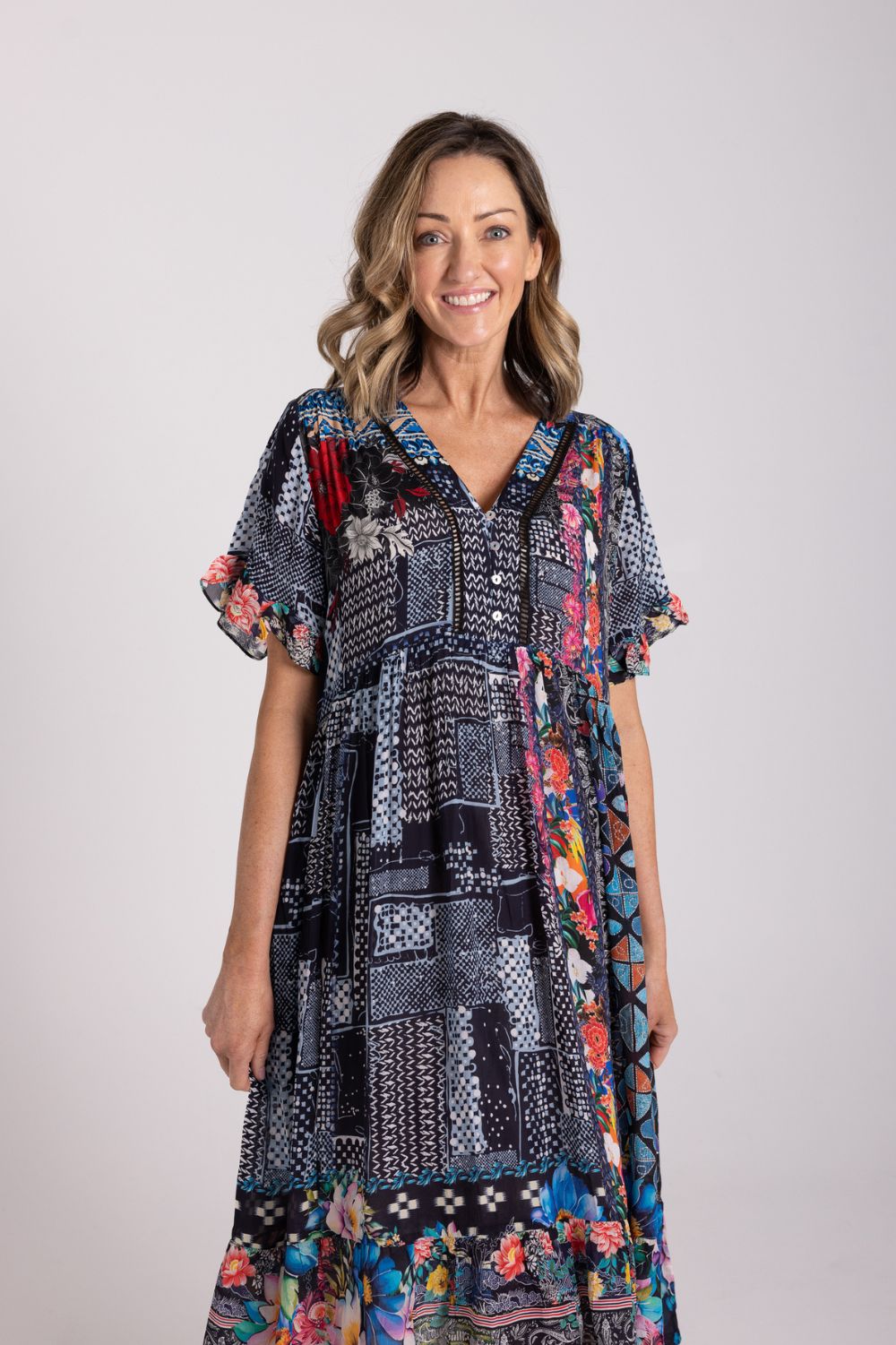 Silvermaple Collection - Fiona V-Neck Dress | Serene Bloom - Dress - Silvermaple Boutique