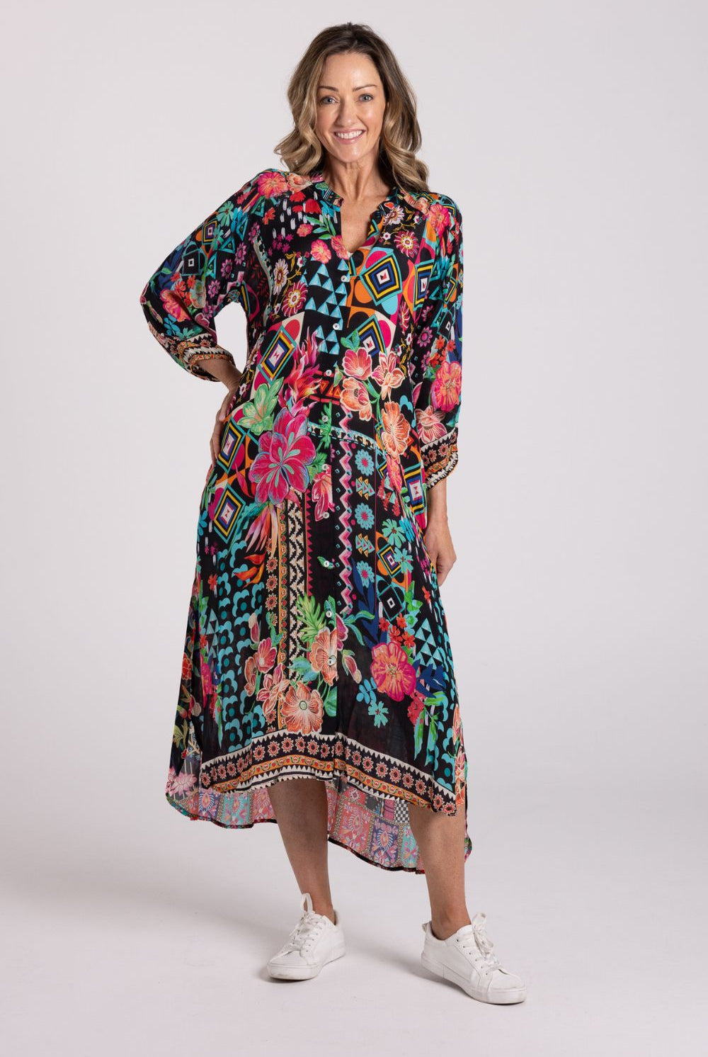 Silvermaple Collection - Zara Mandarin Maxi Dress | Twilight Garden - Dress - Silvermaple Boutique