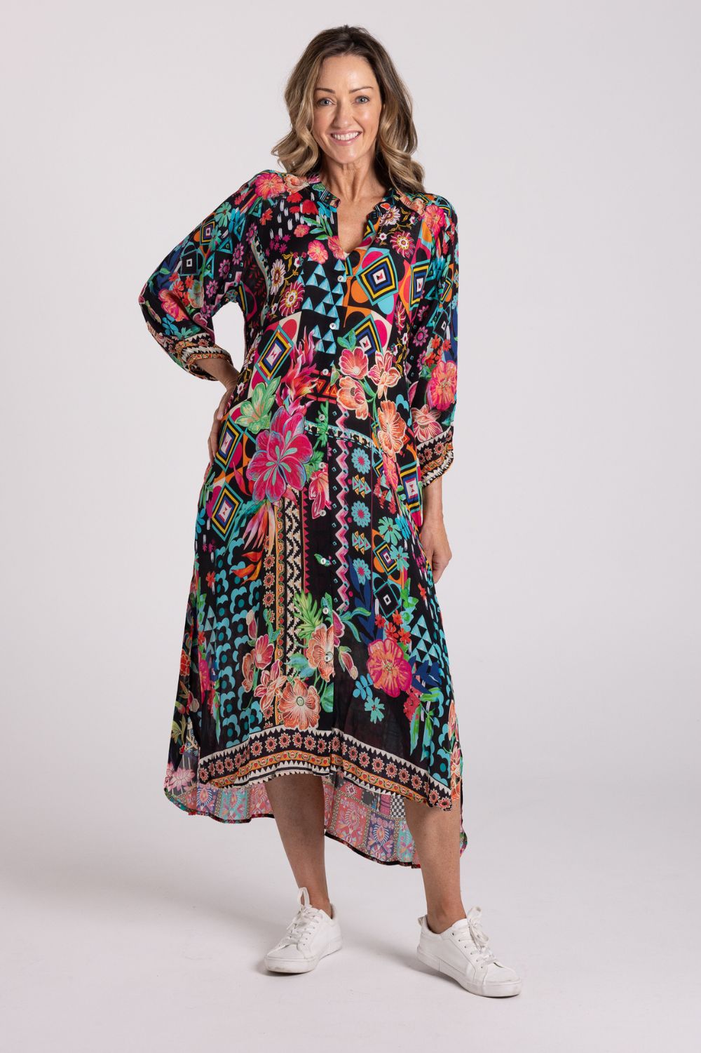 Silvermaple Collection - Zara Mandarin Maxi Dress | Twilight Garden - Dress - Silvermaple Boutique