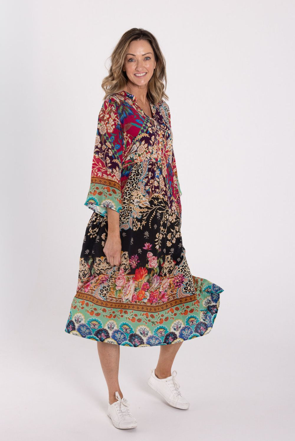 Silvermaple Collection - Erin V-Neck Dress | Maroon Mirage - Dress - Silvermaple Boutique