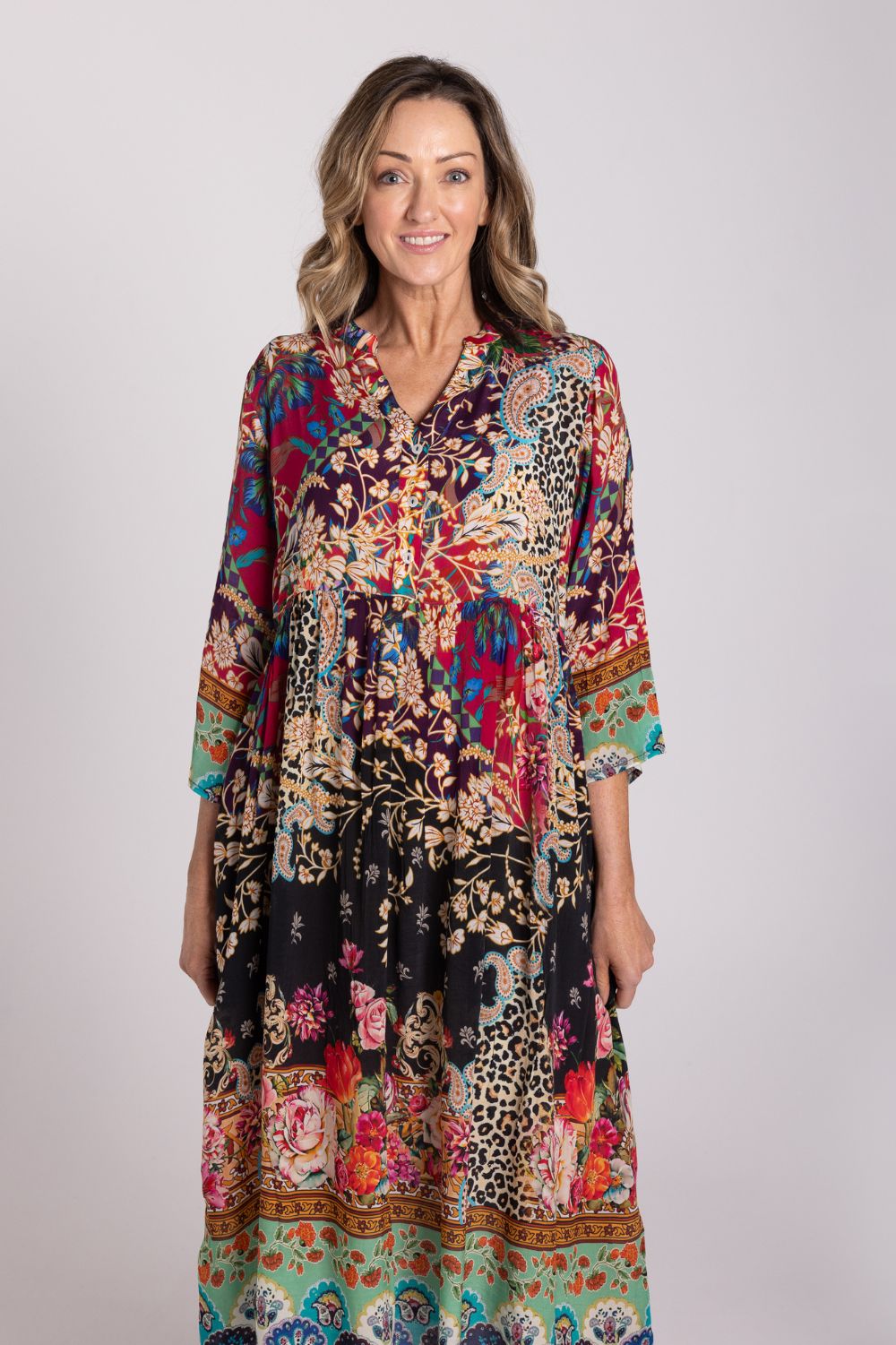 Silvermaple Collection - Erin V-Neck Dress | Maroon Mirage - Dress - Silvermaple Boutique