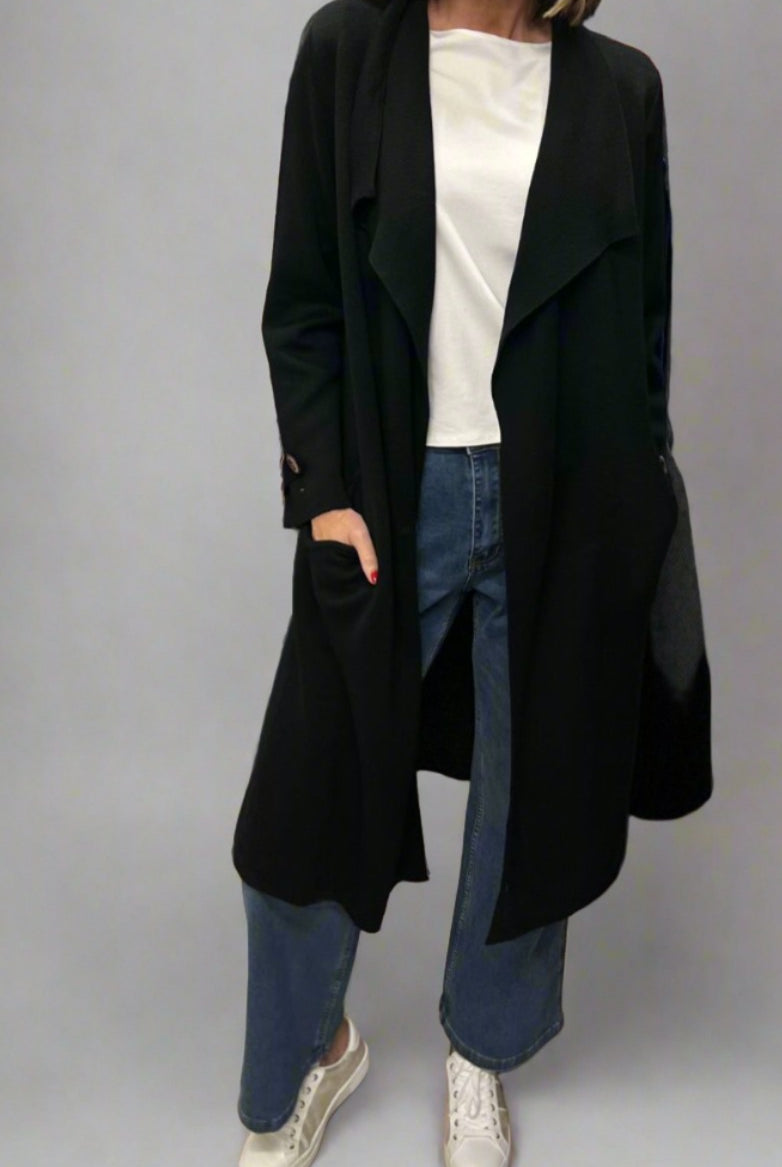 Silvermaple Collection - Long Knit Coat | Black - Coat - Silvermaple Boutique