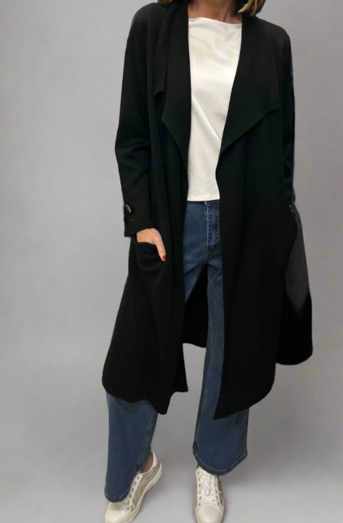 Silvermaple Collection Long Knit Coat | Black_Silvermaple Boutique