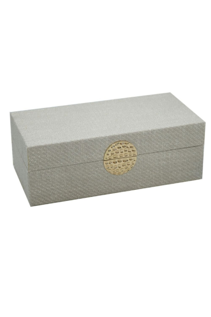 Cream Fabric Box With Beaten Gold Clasp - Silvermaple Boutique