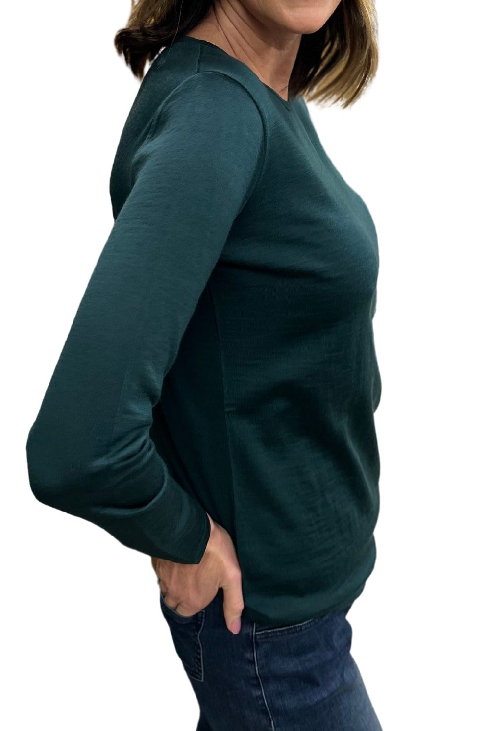 Silvermaple Collection - Belle Long Sleeve Merino | Bottle Green - Top - Silvermaple Boutique