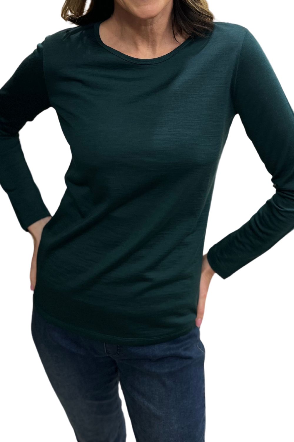 Silvermaple Collection - Belle Long Sleeve Merino | Bottle Green - Top - Silvermaple Boutique