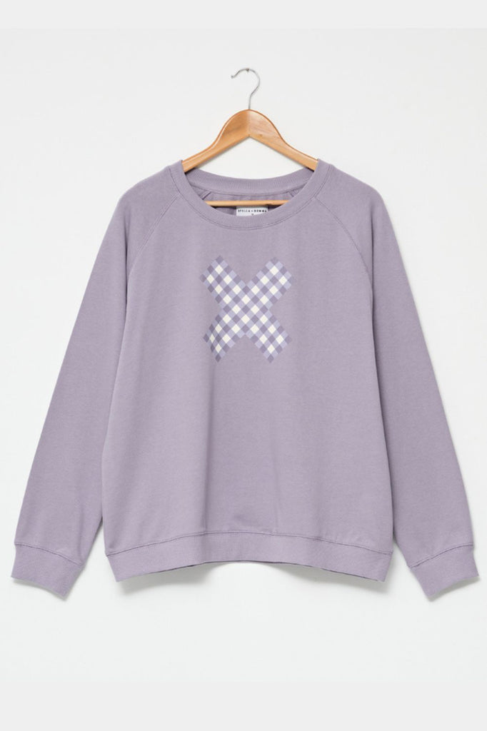 Stella + Gemma Gingham Cross Sweater | Lavender_Silvermaple Boutique